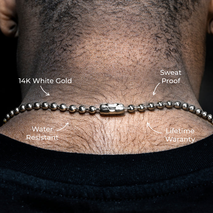 Gold Jewelry -  Mens 14K White Gold Dog Tag Chain