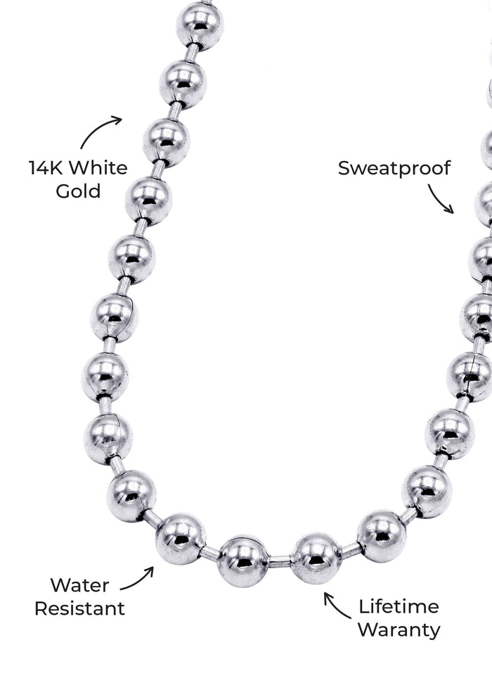 Gold Jewelry -  Mens 14K White Gold Dog Tag Chain
