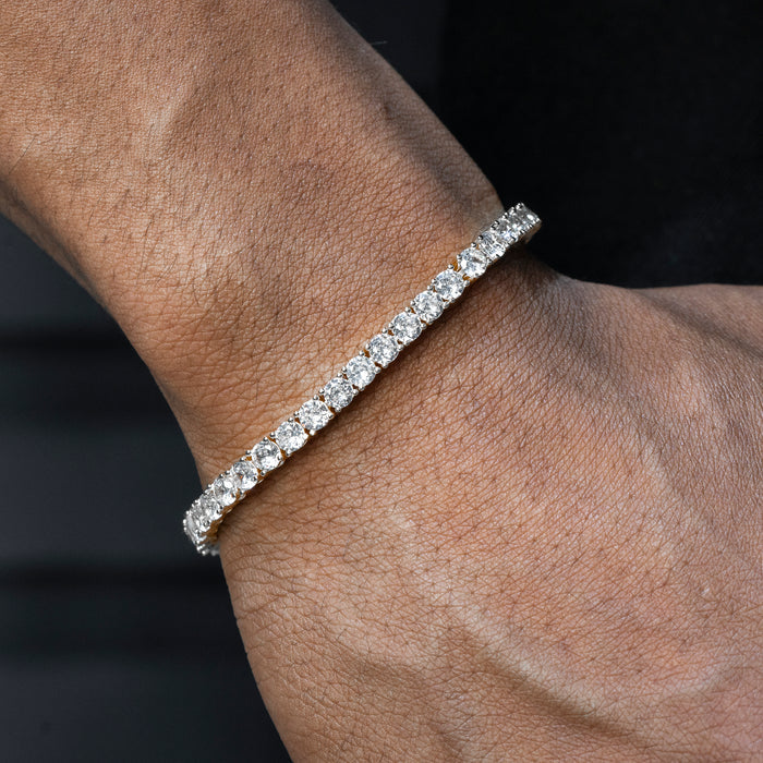 Gold Jewelry -  Mens 14K White Gold Iced Out VVS Tennis Bracelet