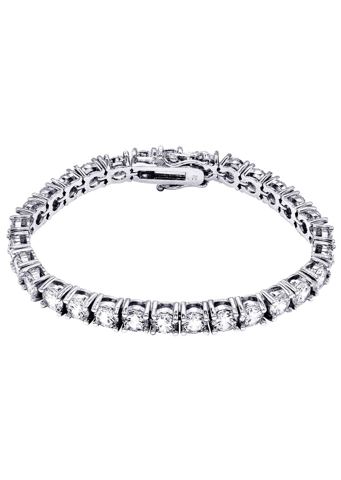 Gold Jewelry -  Mens 14K White Gold Iced Out VVS Tennis Bracelet