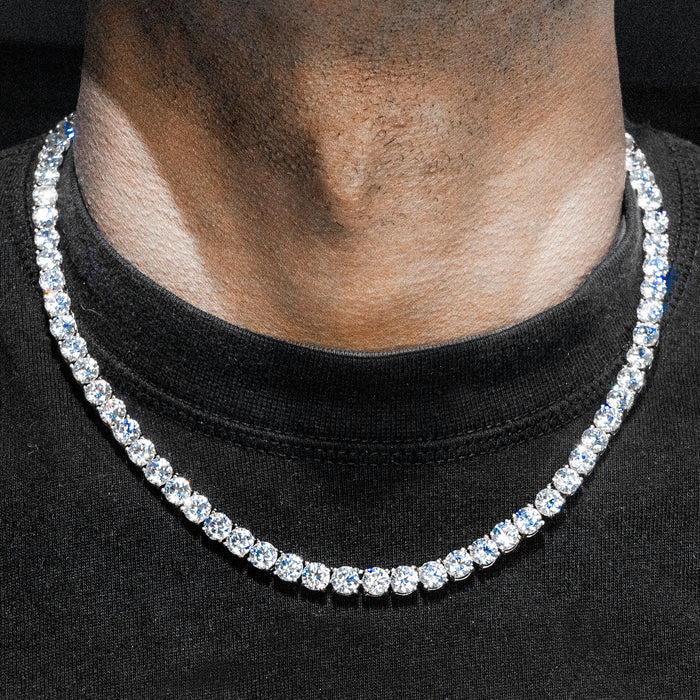 Gold Jewelry -  Mens 14K White Gold Iced Out VVS Tennis Chain