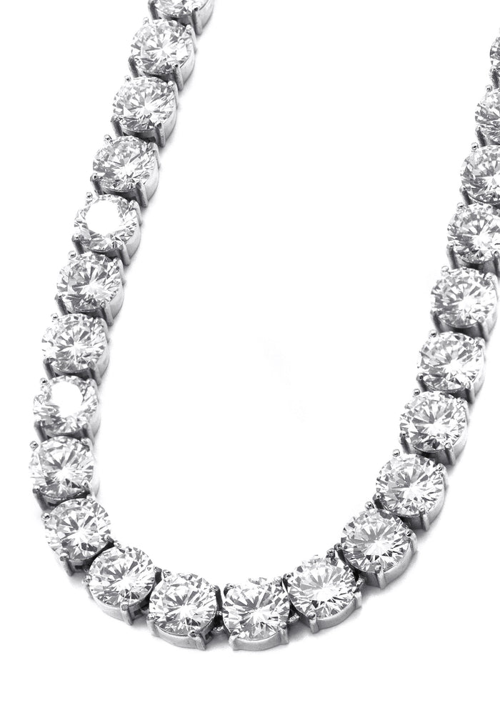 Gold Jewelry -  Mens 14K White Gold Iced Out VVS Tennis Chain