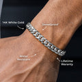Gold Jewelry -  Mens 14K White Gold Solid Miami Cuban Link Bracelet