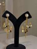 Gold Pearl Butterfly Dangle Earrings Set