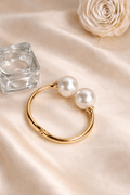 Gold-Plated Double Pearl Cuff Bracelet