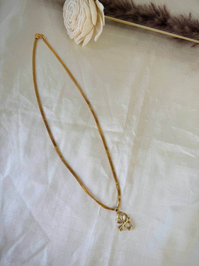 Gold-Plated Ganesh Arrow Head Pendant With Mesh Chain