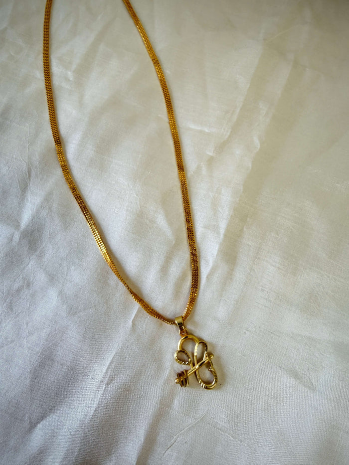 Gold-Plated Ganesh Arrow Head Pendant With Mesh Chain