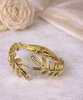 Gold Plated Olive Leaf Branch Hinged Cuff Bracelet