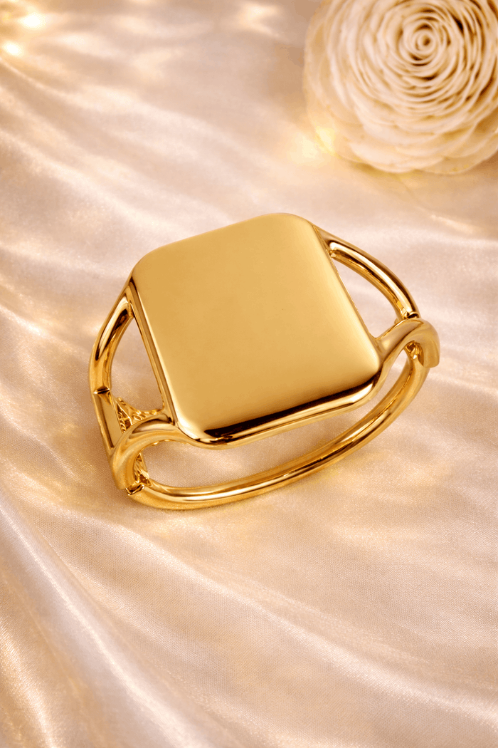 Gold-Plated Square Signet Double Band Bracelet