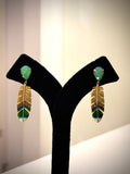 Gold Safire Feather Dangler Earrings Set