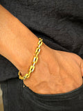 Gold-Silver Geometric Link Men's Bracelet