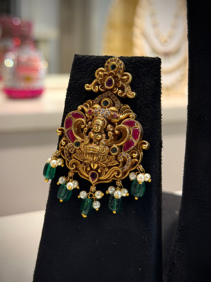 Grand Lakshmi Peacock Temple Haram Necklace Set
