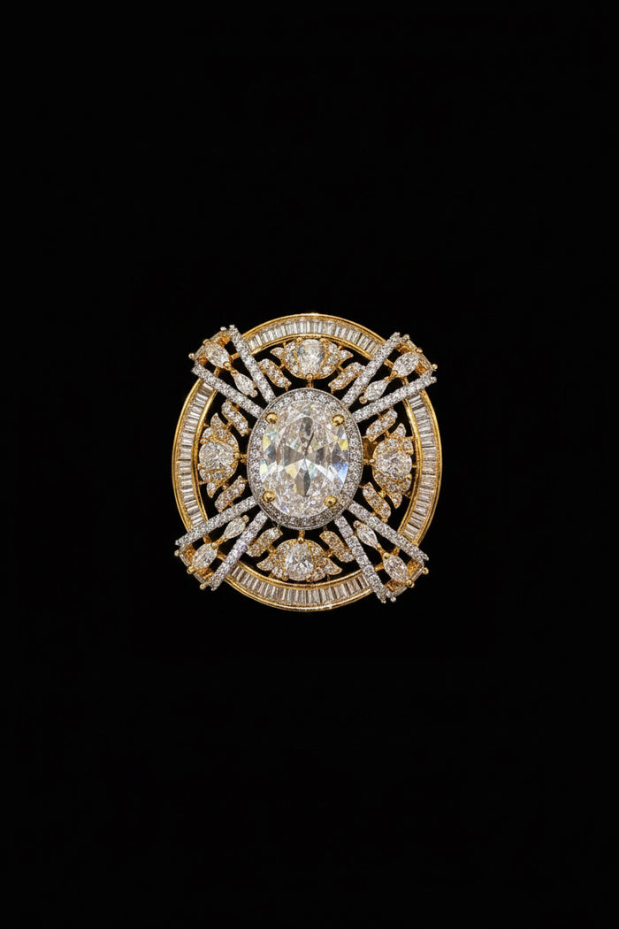 Grand Sunburst Halo Cocktail Ring