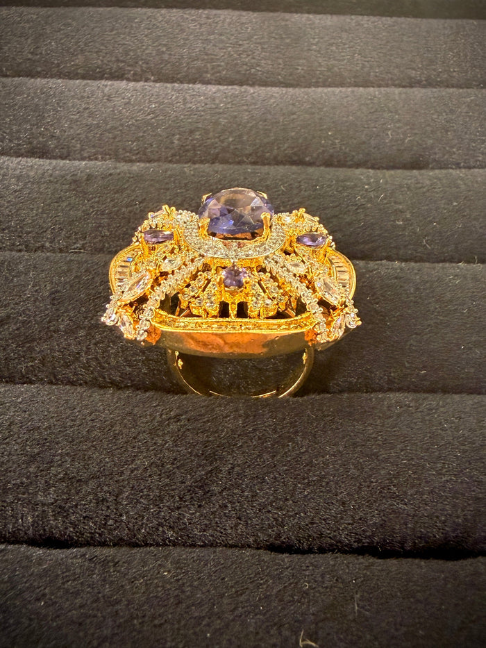Grand Sunburst Halo Cocktail Ring