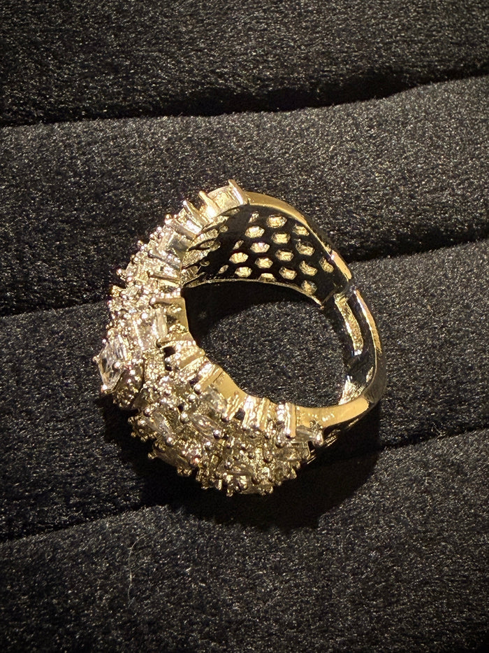 Green & White Center Stone Halo Ring