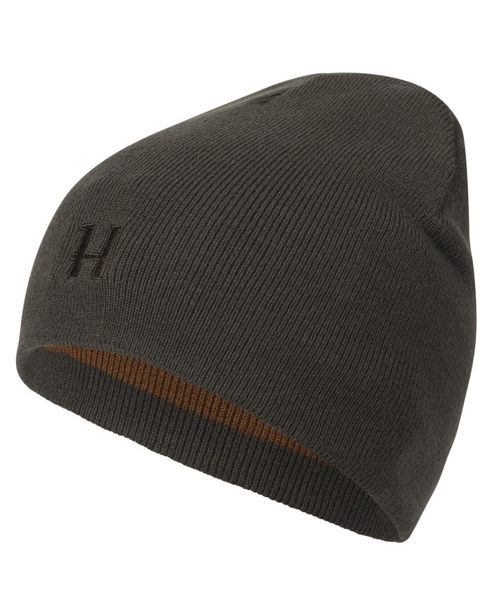 Shadow Brown Rustique Clay Coloured Harkila Reversible Beanie on white background #colour_shadow-brown-rustique-clay