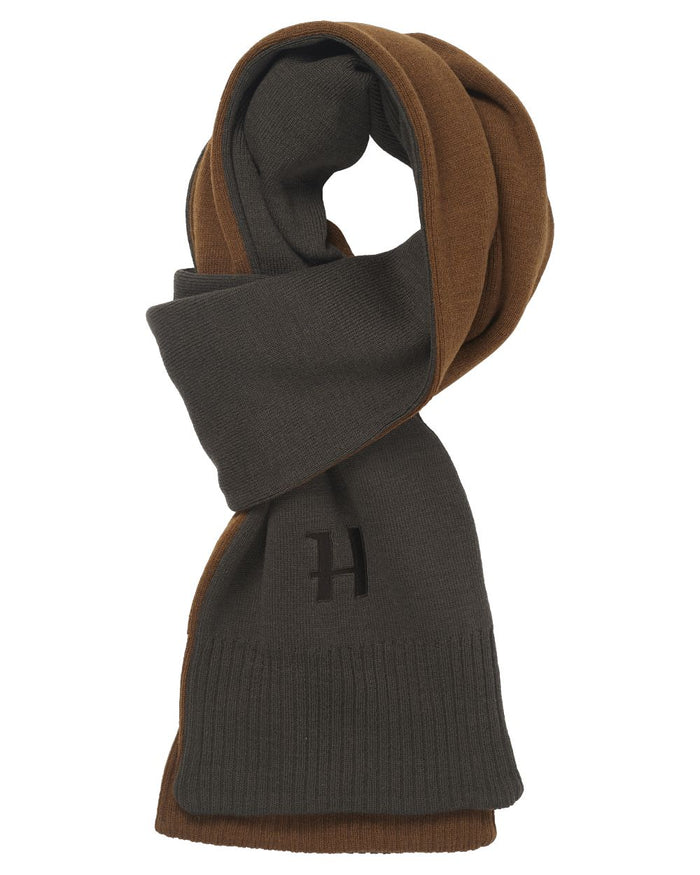 Shadow Brown Rustique Clay Coloured Harkila Reversible Scarf on white background #colour_shadow-brown-rustique-clay