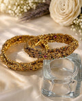 Heavy Antique Gold Temple Lakshmi Carved Bangles