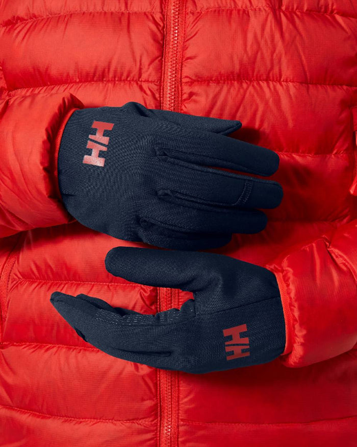 Navy Coloured Helly Hansen Hardface Fleece Touch Gloves on white background #colour_navy