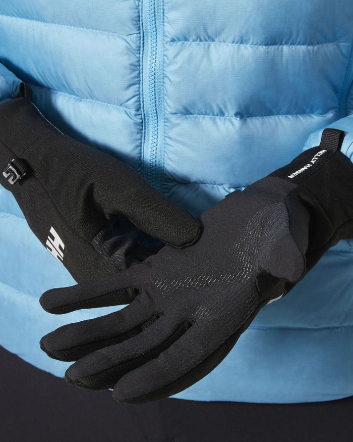 Black Coloured Helly Hansen Hardface Fleece Touch Gloves on white background #colour_black