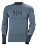 Washed Navy Coloured Helly Hansen Mens Lifa Merino Midweight Logo Base Layer on white background #colour_washed-navy