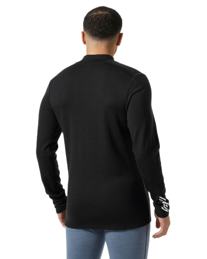 Black Coloured Helly Hansen Mens Lifa Merino Midweight Logo Base Layer on white background #colour_black