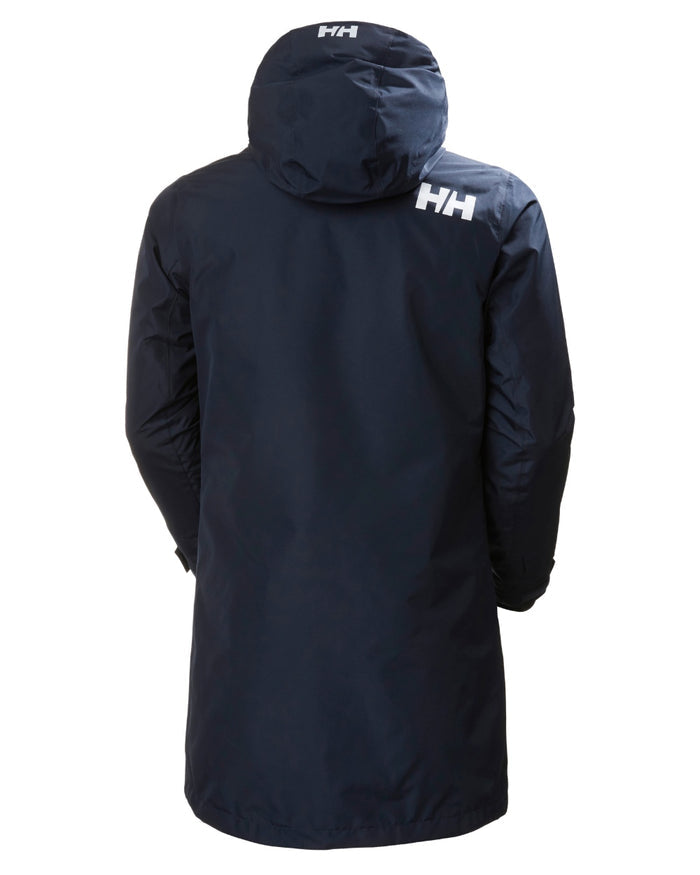 Navy Coloured Helly Hansen Mens Rigging Coat on white background #colour_navy