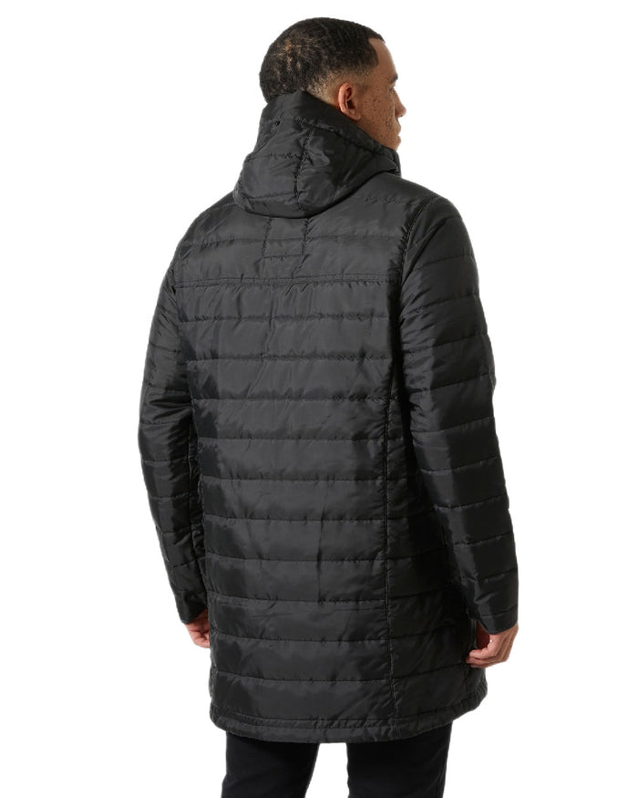 Black Coloured Helly Hansen Mens Rigging Coat on white background #colour_black
