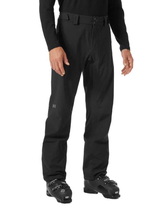Black Coloured Helly Hansen Mens Swift 3 Layer Shell Pants on white background #colour_black