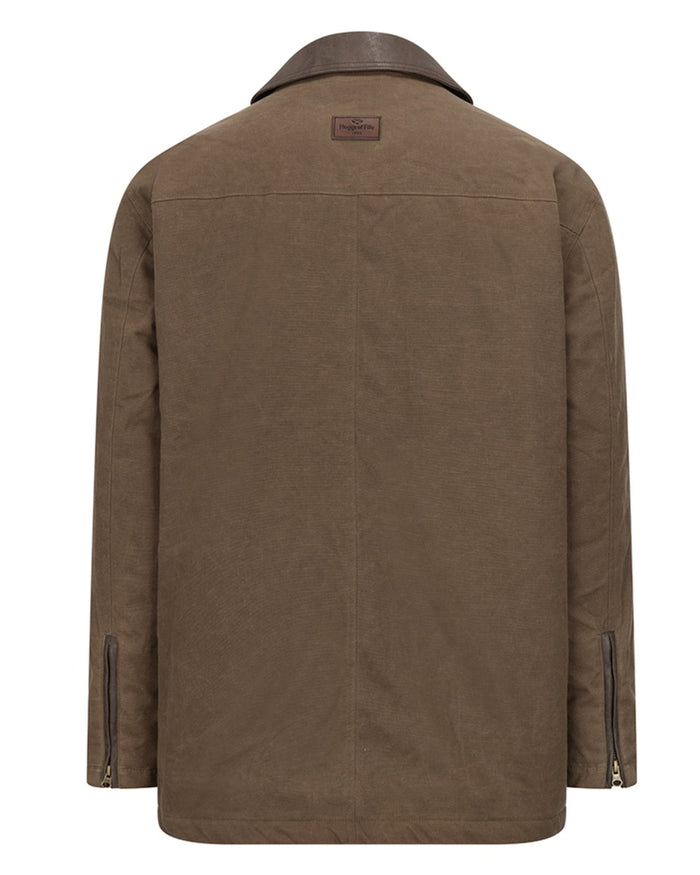 Rock Coloured Hoggs of Fife Balerno Waxed Canvas Barn Coat on white background #colour_rock