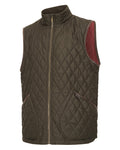 Forest Green Coloured Hoggs of Fife Mens Lindores Quilted Gilet on white background #colour_forest-green