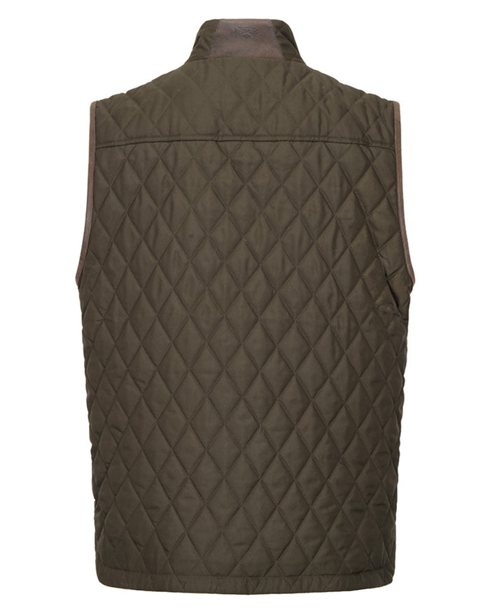 Forest Green Coloured Hoggs of Fife Mens Lindores Quilted Gilet on white background #colour_forest-green