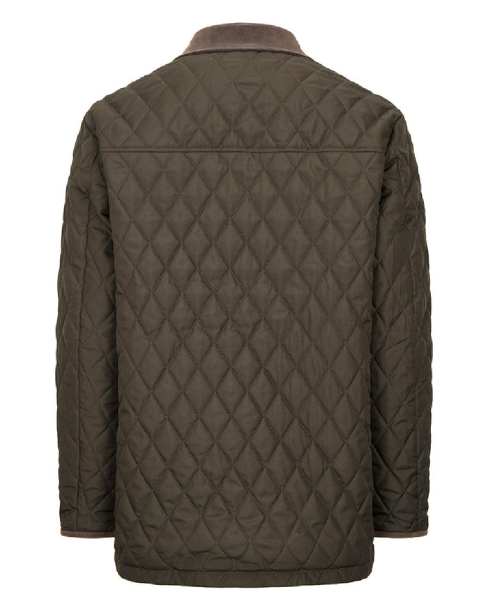 Forest Green Coloured Hoggs of Fife Mens Lochore Quilted Jacket on white background #colour_forest-green