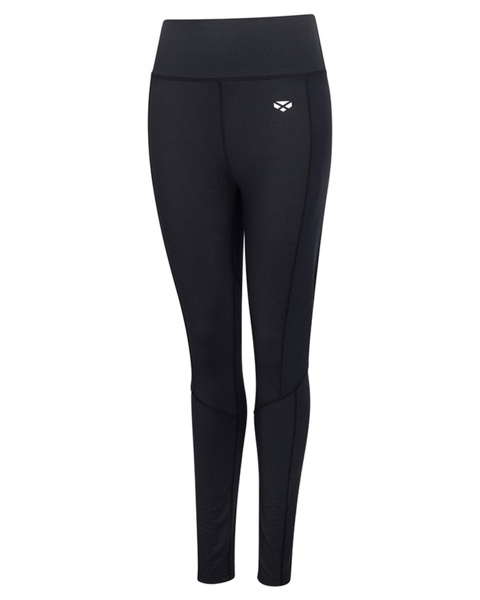 Black Coloured Hoggs of Fife Womens Skye Active Thermal Leggings on white background #colour_black