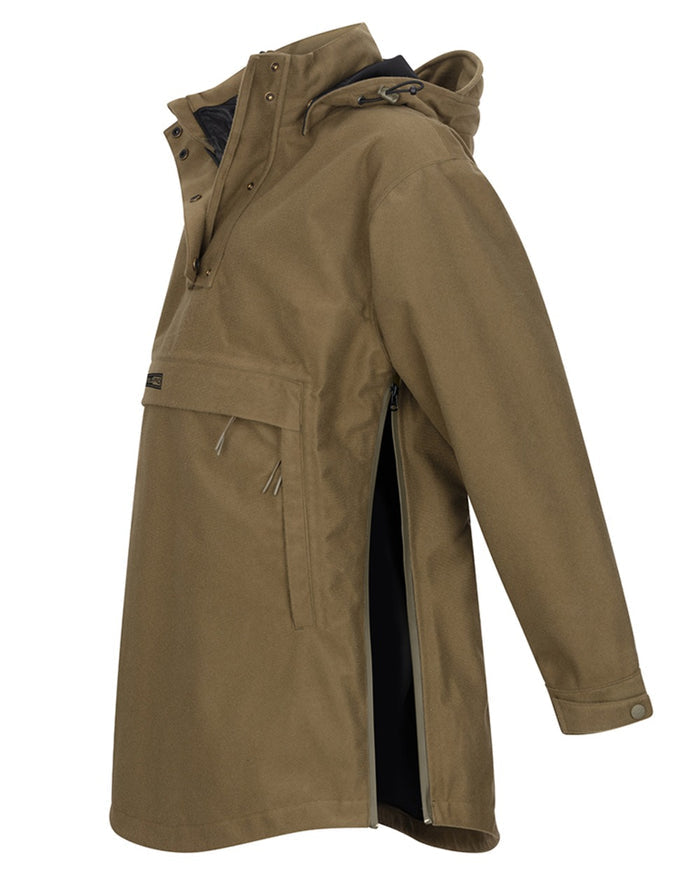 Olive Coloured Hoggs of Fife Womens Torness Trilaminate Smock on white background #colour_olive