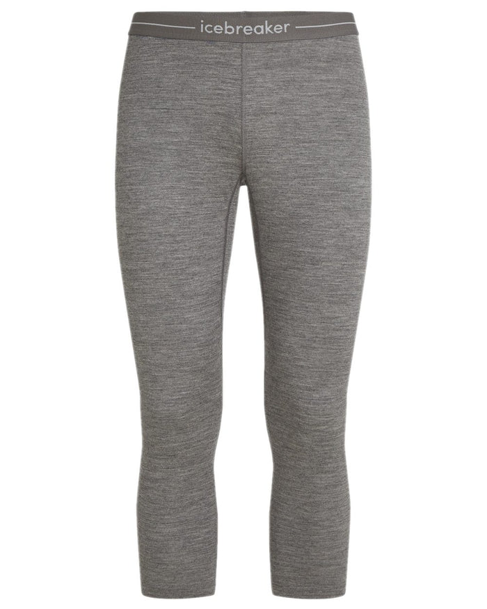 Gritstone Heather Coloured Icebreaker Mens Merino 200 Oasis 3/4 Thermal Leggings on white background #colour_gritstone-heather