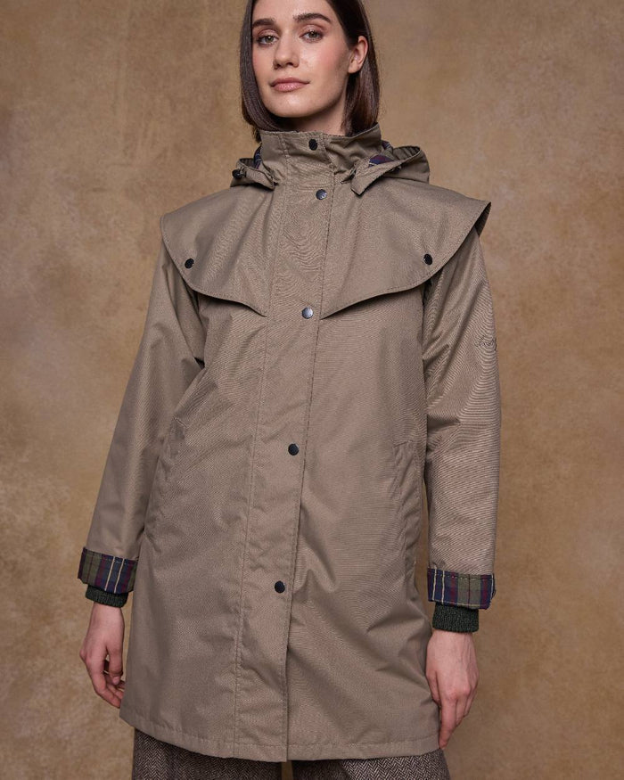 Chinchilla Coloured Jack Murphy Womens Dingle Waterproof Jacket on indoor background #colour_chinchilla