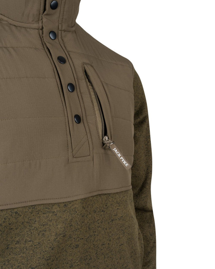 Green Coloured Jack Pyke Mens Snap Neck Pullover on white background #colour_green