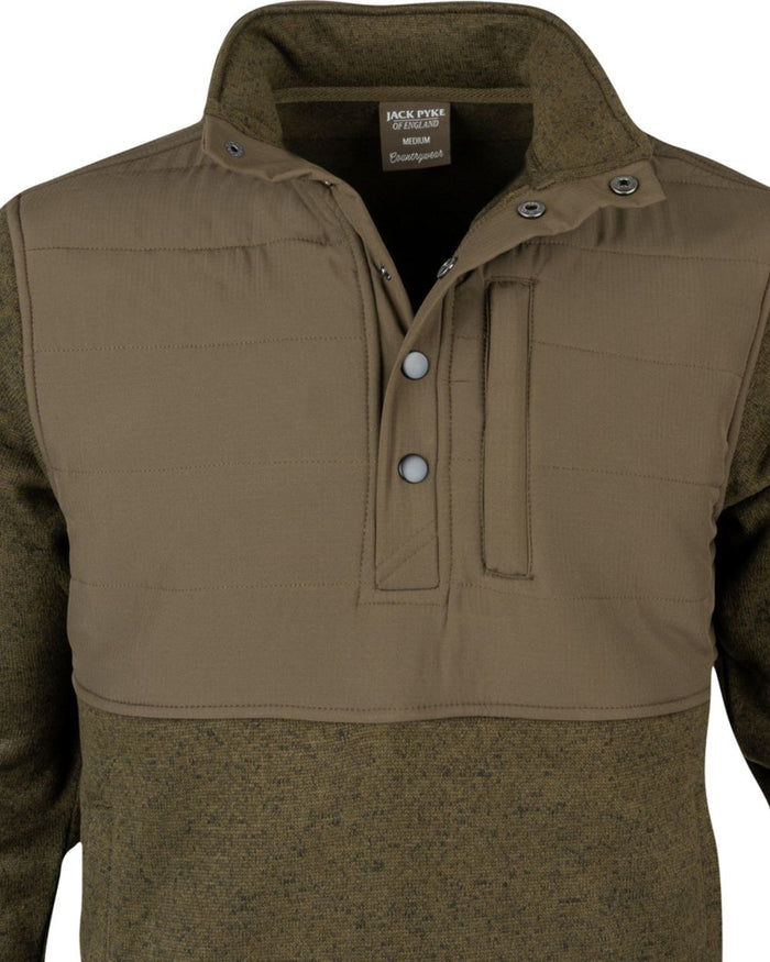 Green Coloured Jack Pyke Mens Snap Neck Pullover on white background #colour_green