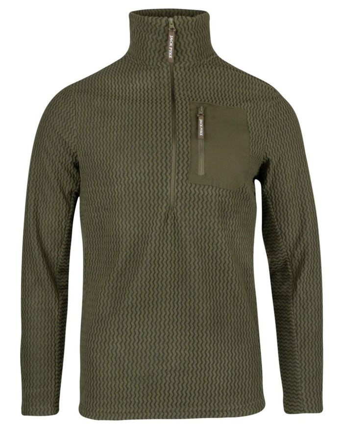 Green coloured Jack Pyke Z Fleece Pullover on white background #colour_green
