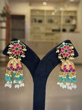 Jadau Kundan Stone Jhumka Earrings Set