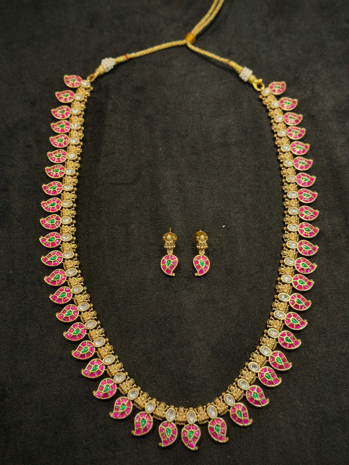 Jadau Mango Lakshmi Long Necklace Set