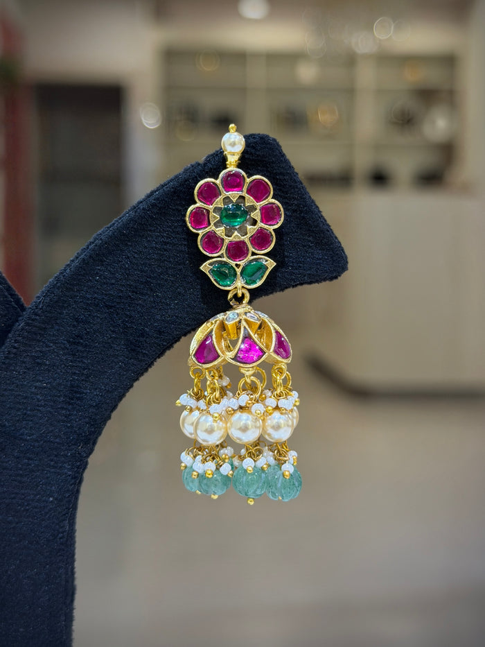 Jadau Pearl Drops Jhumka Earrings Set