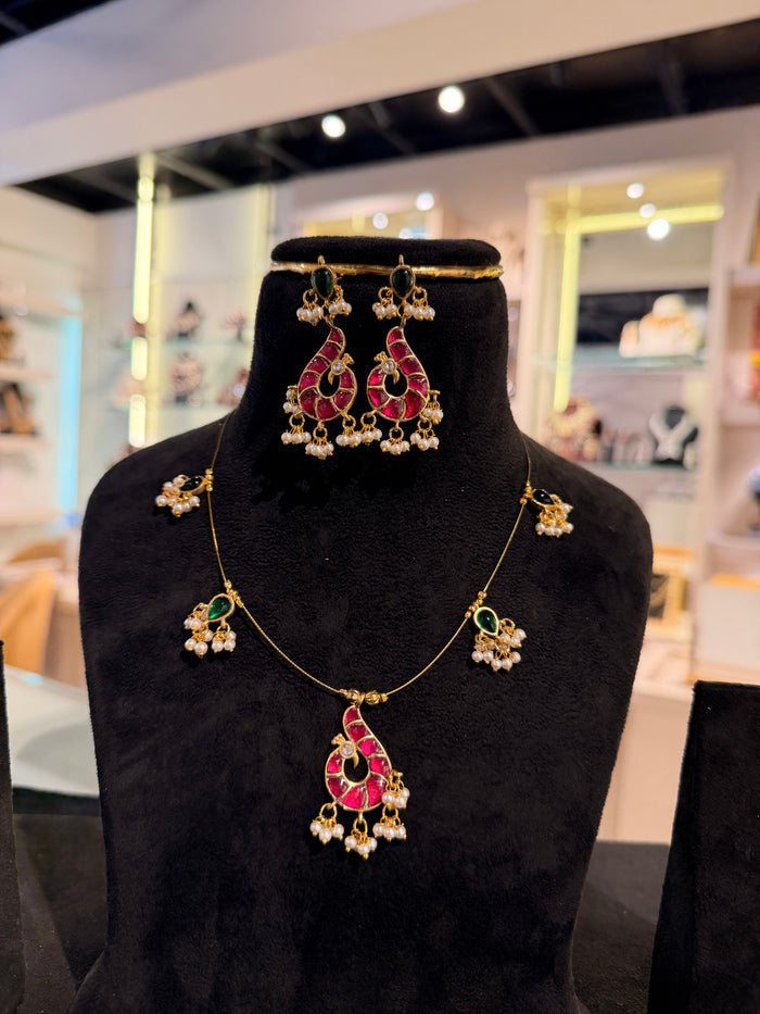 Jadau Ruby Invisible Chain Set