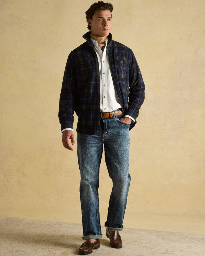 Navy Coloured Joules Mens Fleece Shirts on indoor background #colour_navy