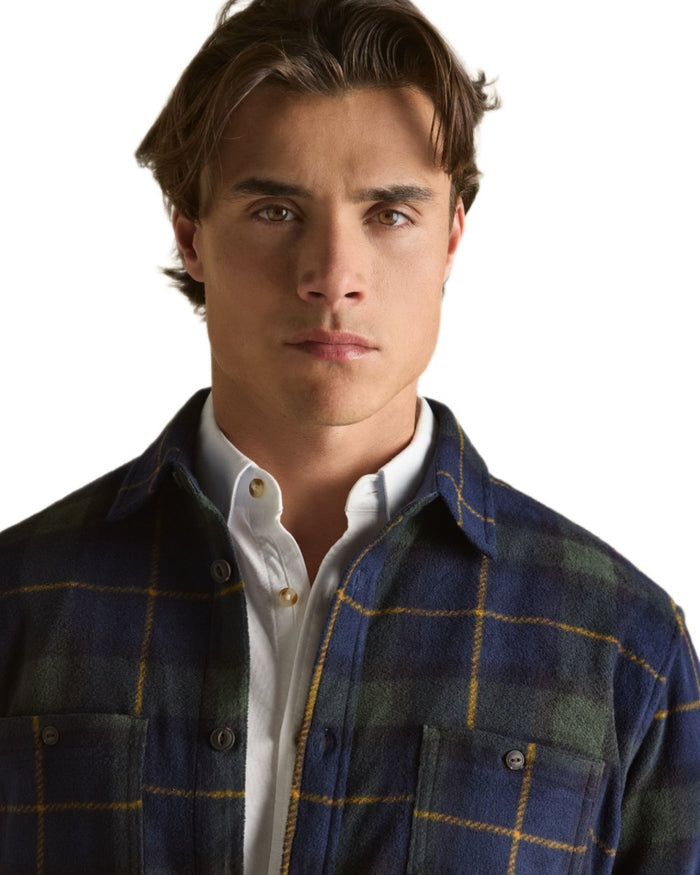 Navy Coloured Joules Mens Fleece Shirts on white background #colour_navy