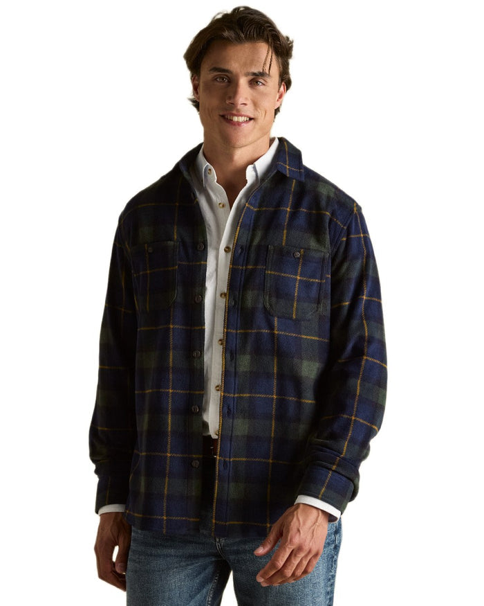 Navy Coloured Joules Mens Fleece Shirts on white background #colour_navy