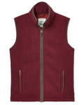 Burgundy Red Coloured Joules Mens Heritage Fleece Gilet on white background #colour_burgundy-red