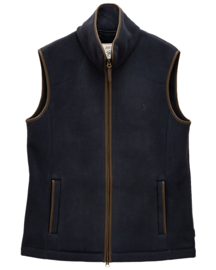 Navy Coloured Joules Mens Heritage Fleece Gilet on white background #colour_navy