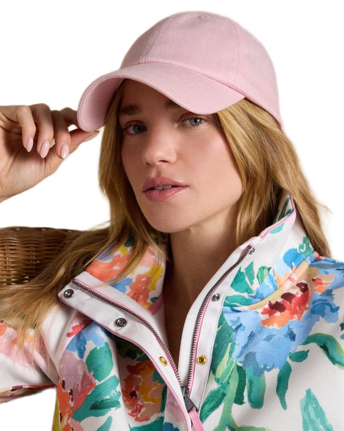 Pink coloured Joules Womens Daley Linen Cap on white background #colour_pink